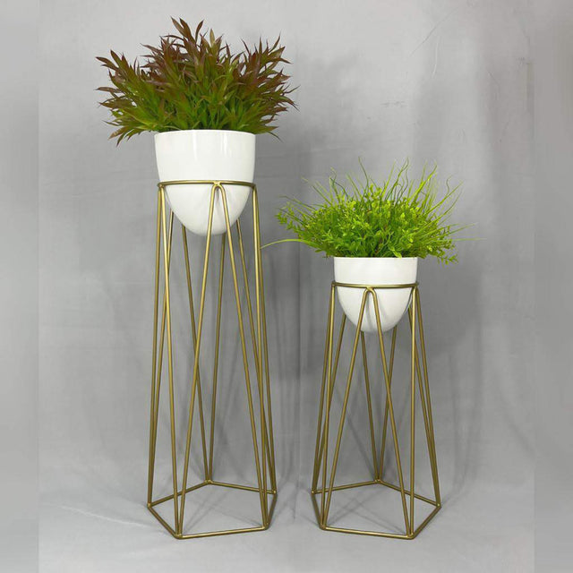 Set agata dorado con materos de aluminio blancos