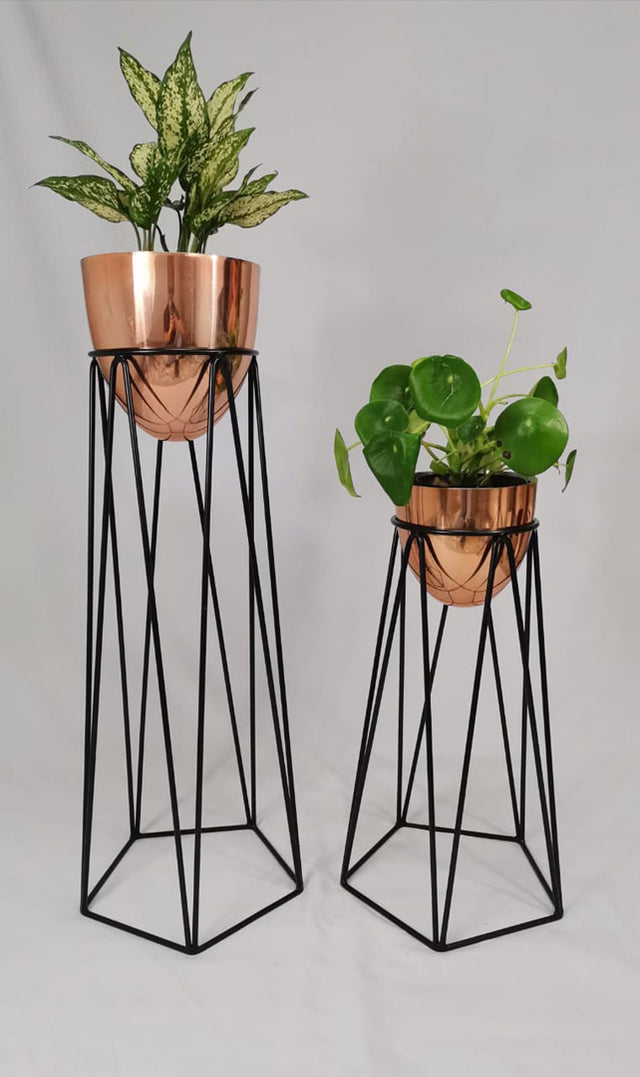 Set agata negro con materos de aluminio oro rosa